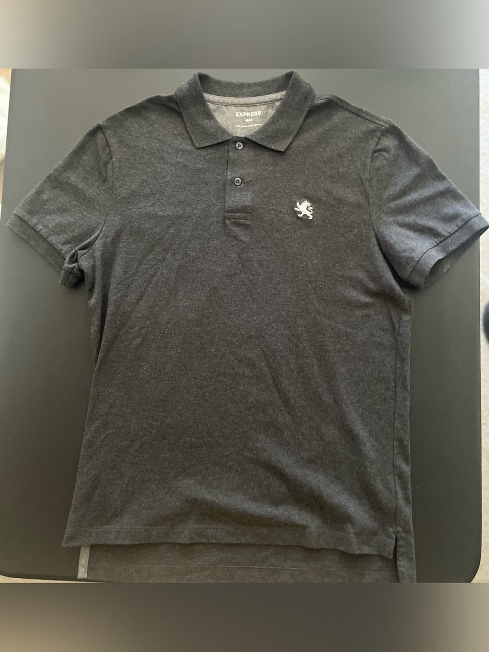 Express Men’s Charcoal Polo with Embroidered Lion - Picture 1 of 4